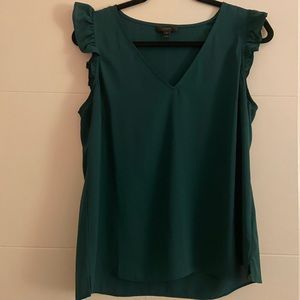 JCrew Size 10 Emerald Green Ruffle Sleeve Tank
